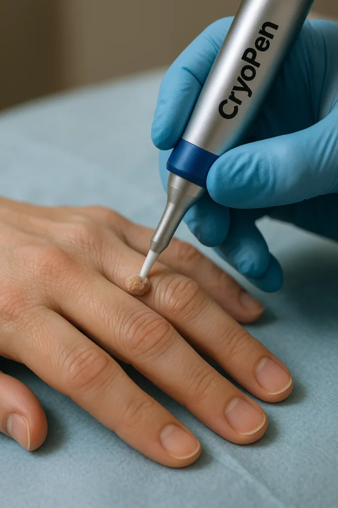 example of cryopen wart removal Dunstable treatment on a persons finger