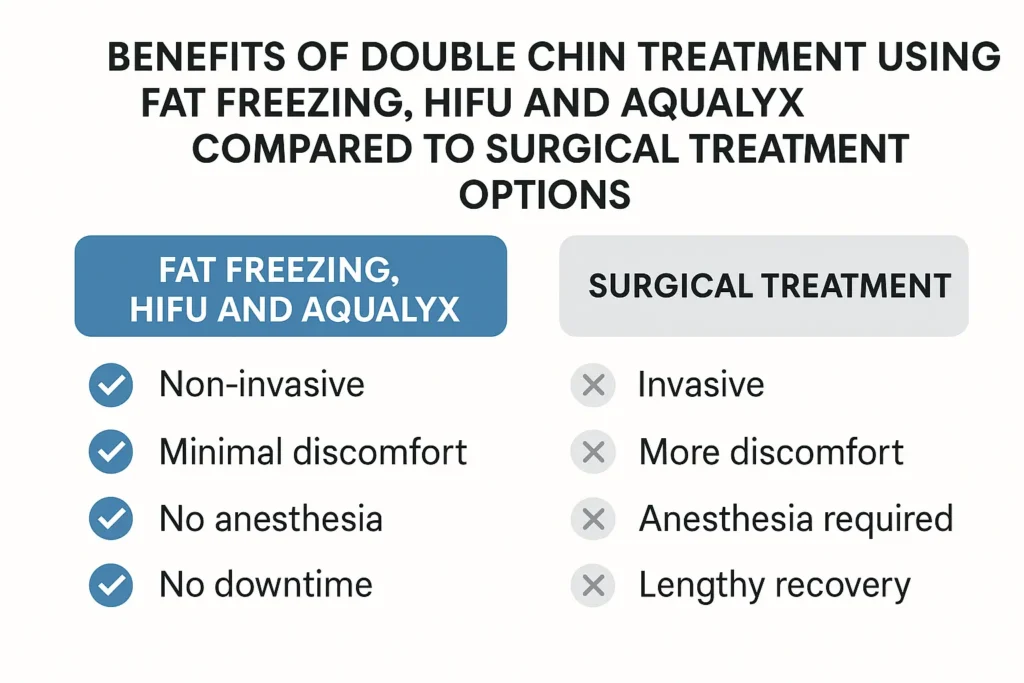 Graphic about the benefits of double chin treatment Dunstable - from LA LIPO