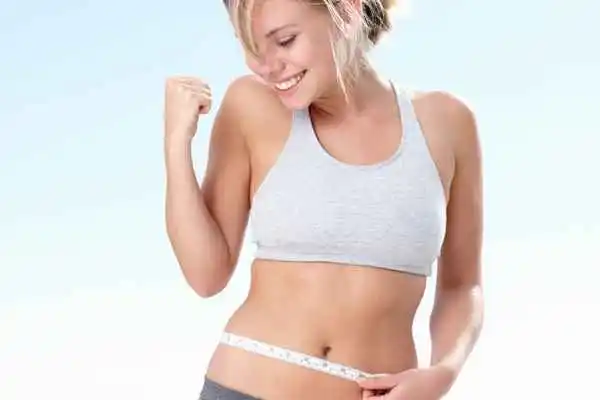woman happy after fat reduction treatment Dunstable