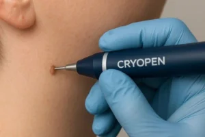 Person receiving skin tag removal Dunstable
