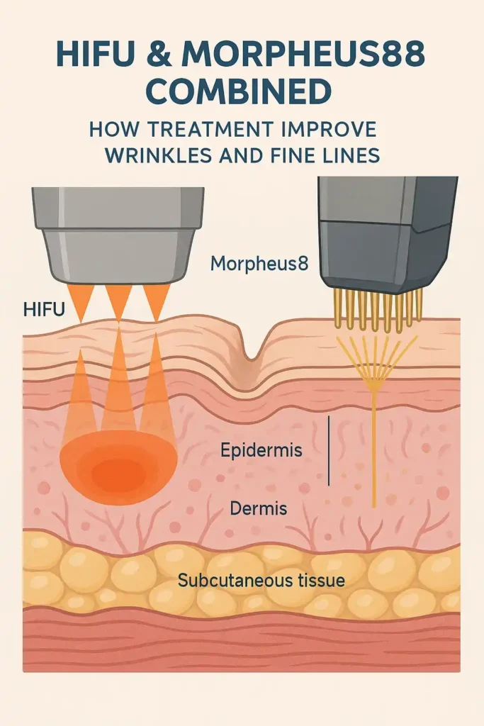 Diagram showing HIFU & Morpeus8 Dunstable and the benefits for reduction in wrinkles and fine lines