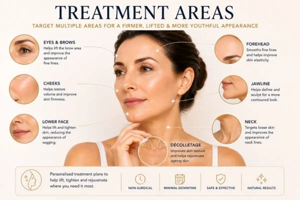 Areas of treatment for the ultimate lift tighten treatment Dunstable